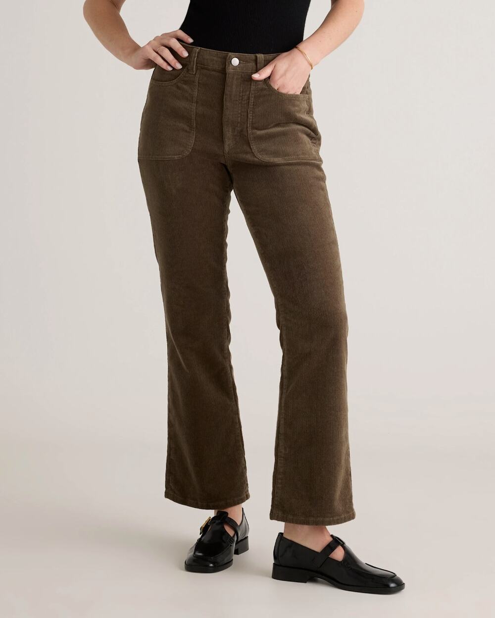 QUINCE Organic Stretch Corduroy Flare Pants Seaweed Green Sz 6 {3A44}